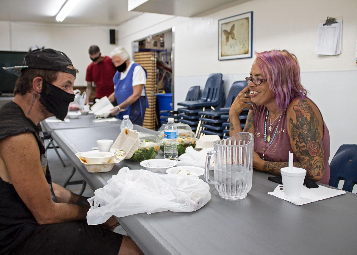 Guests enjoy the first meal back inside the Sunnyslope Dining Room.