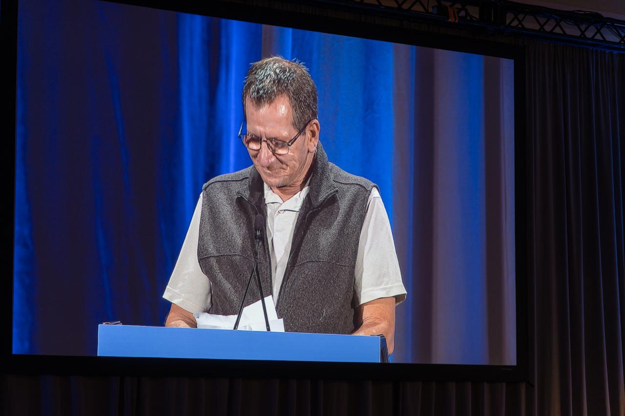 Graduated Ozanam Manor Resident and Marine veteran Chris Riley shared his gratitude and a few lines of thanks to the donors in the room.